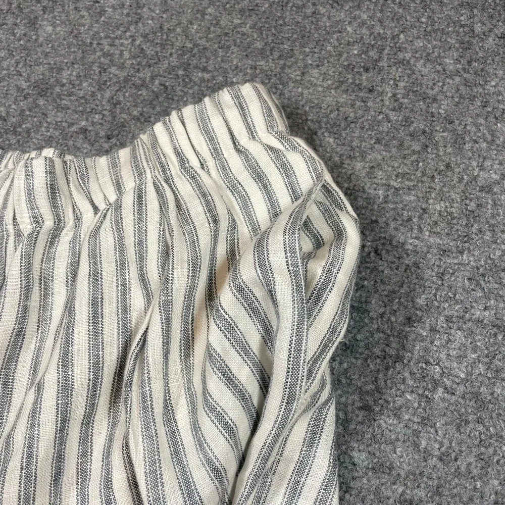Reformation Wide Leg Linen Pant Fernando Women Small Petite Blue White Stripe